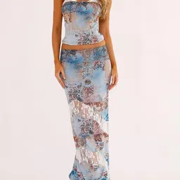 LULU & SKY Printed Square Neck Co-Ords Cami Top With Sheath Skirt Co-ords-picture-2