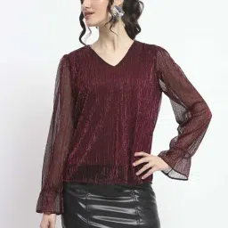 MADAME Maroon Plain Top-image-19
