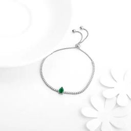 GIVA 92.5 Sterling Silver Joy of Green Adjustable Bracelet-image-18