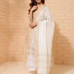 Fabindia White Woven Pattern Dupatta-picture-4