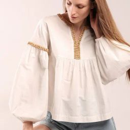 Vero Moda White Cotton Relaxed Fit Top-image-92