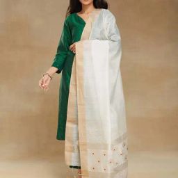 Fabindia White Woven Pattern Dupatta-picture-2