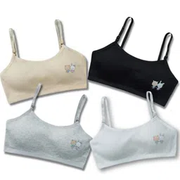 YOUSTYLO Pack of 4 Full Coverage Double Layered Beginners Bra With All Day Comfort-16