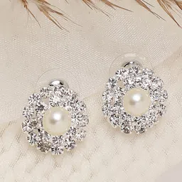 DressBerry Gold-Plated Artificial Stone Studded Circular Studs-image-76