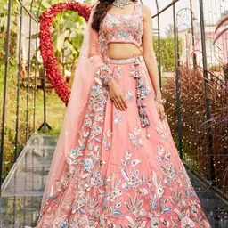 panchhi Embroidered Sequinned Semi-Stitched Lehenga & Unstitched Blouse With Dupatta-34