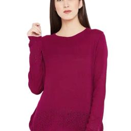 Cayman Fuchsia Crochet Wool Pullover-image-12