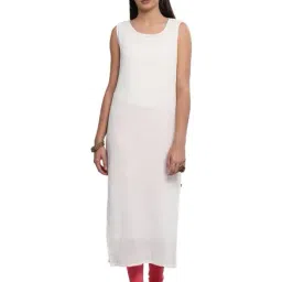 Aurelia White Round Neck Textured Kurta-20