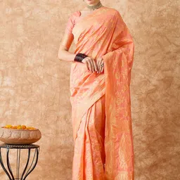 MANVAA Woven Design Zari Silk Blend Banarasi Saree-image-42