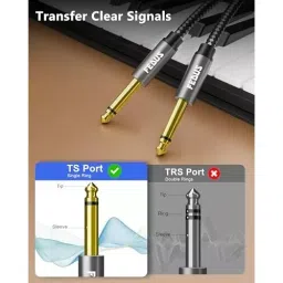 FEDUS Mono to Mono L-Shape Guitar Jack Cable Grey 1.5 m for Mixer, Microphone, Amplifier, Stereo Speaker image 3
