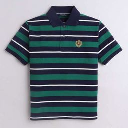 CELSIUS Kids Striped Polo Collar Applique T-shirt-image-79