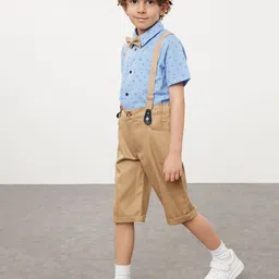 Trendyol Boys Tropical Printed Short Sleeves Shirt With Shorts & Suspender-picture-34