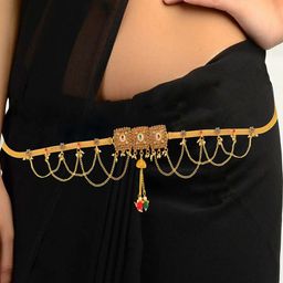 MEMOIR 24KT Gold Plated Stone Studded & Beaded Traditional Kamarbandh-image-53