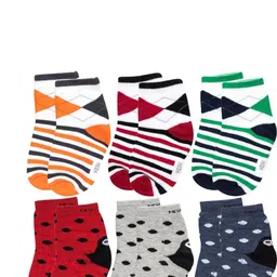 NESKA MODA Kids-Unisex Set Of 6 Ankle Length Cotton Socks-24