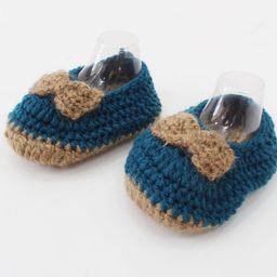 Woonie Crochet Bow Detail Booties - Blue-image-36