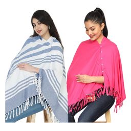 Nene Mother's Multi-Purpose Large Size Nursing Feeding Scarf Wrap Stole Stripes Pack of 2 - Multicolor-image-78