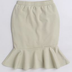 Aww Hunnie Solid Fish Cut Pencil Skirt - Cream-image-61