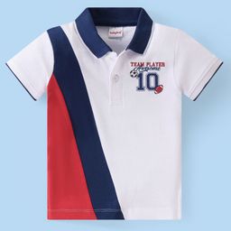 Babyhug Cotton Knit Half Sleeves Polo T-Shirt with Text Print - Multicolour-image-75