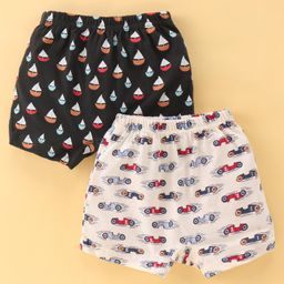 Revvo Junior Cotton Briefs Vehicle Print Pack of 2 - Dark Olive & Offwhite-image-31
