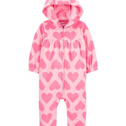Carter's Knit Full Sleeves Hooded Heart Print Sleep Suit - Pink-image-76