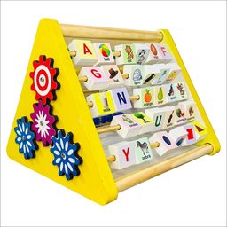 Wooden Five sided Activity Triangle Fun Station Game learning toy set-16