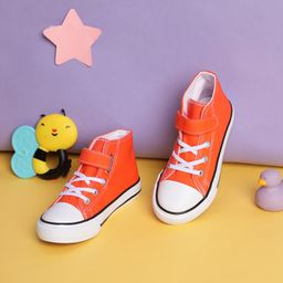 TRUFFLE COLLECTION Colour Blocked Velcro Closure Sneakers - Orange & White-image-42