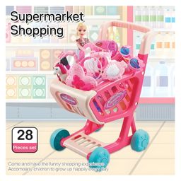 YAMAMA Pretend Play Toys For Kids Supermarket Shopping Cart Toys Learning And Development Kids Toys Supermarket Trolley Set With Girls Makeup Doll Set Toys 28 Pcs Multicolor-image-51