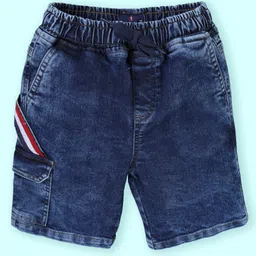 Kiddopanti Denim Side Taped Mild Washed Shorts - Medium Blue-picture-32