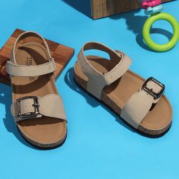 TRUFFLE COLLECTION Colour Blocked Double Velcro Closure Sandals - Beige-image-67