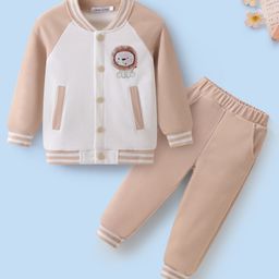 Mark & Mia Cotton Full Raglan Sleeves Winter Wear Suit With Lion Print - White & Beige-picture-19