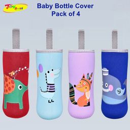Joy Buzz Adjustable Reusable Baby Feeding Bottle Cover Sleeves Suitable For 120ml 150ml 180ml & 200ml Slim Neck Feeding Milk/Water Glass Feeder Bottles-(Pack of 4)-Multicolor-13
