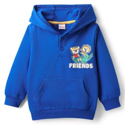 Babyhug Cotton Knit Full Sleeves Hooded Sweatshirt With Animal Graphics & Kangaroo Pockets - Blue-picture-31
