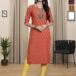 HERE&NOW Selection of 3 Floral Printed Round Neck Straight Kurtas-94