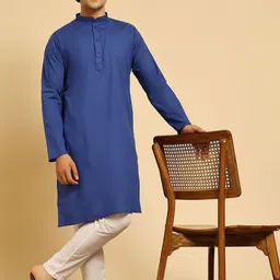 SKAVIJ Men Regular Pure Cotton Kurta with Pyjamas-image-79