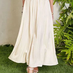 StyleCast x Revolte Women Solid Flared Midi Skirt-image-17