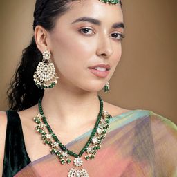 Peora Gold-Plated Kundan Jewellery Set-image-74