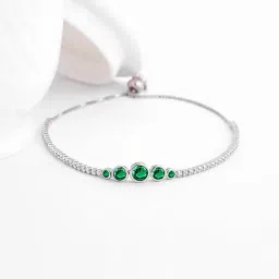 GIVA 92.5 Sterling Silver Arc of Green Adjustable Bracelet-image-3