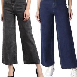 Kotty Grey & Blue Flared Fit High Rise Jeans (Pack Of 2)-image-52