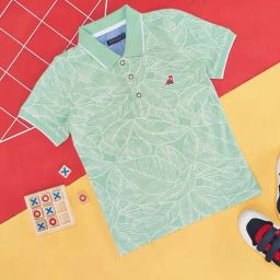Pantaloons Junior Hemlock Green Cotton Printed Polo T-Shirt-picture-27