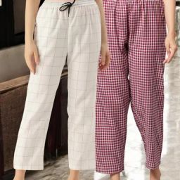 Kryptic Maroon & White Cotton Relaxed Fit Printed Lounge Pants - Pack of 2-image-88