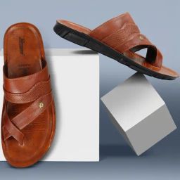 Paragon Men's Tan Cross Strap Sandals-picture-37