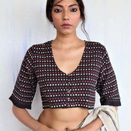 Chidiyaa Black Tribe Handprinted Cotton God Crop Top-image-45