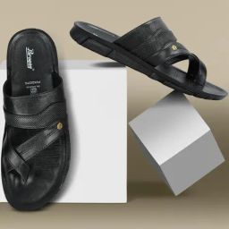 Paragon Men's Black Cross Strap Sandals-picture-45