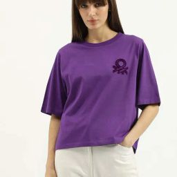 United Colors Of Benetton Purple Cotton Regular Fit T-Shirt-picture-22