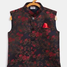 VASTRAMAY Boys Maroon & Black Embroidery Indowestern-picture-43