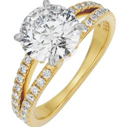 Emori 18k Yellow Gold & Diamond Split Band Round Engagement Ring-image-92