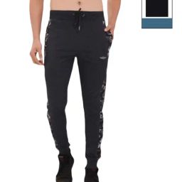 Force NXT Charcoal Melange & Navy Cotton Regular Fit Printed Joggers - Pack Of 2-image-43
