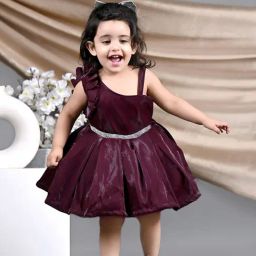 Titrit Maroon Modal Embellished Dress for Girls-image-72