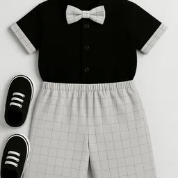 FABMYTRA Infant Pure Cotton Shirt With Shorts & Bow Tie-picture-26