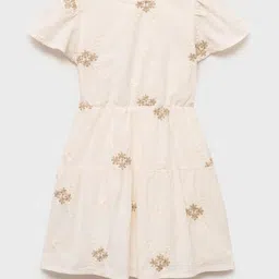 Mango Kids Girls Floral Embroidered Cotton Linen A-Line Dress-image-46