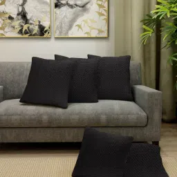 Klotthe Black Cotton Cushion Covers - Set of 5-image-81